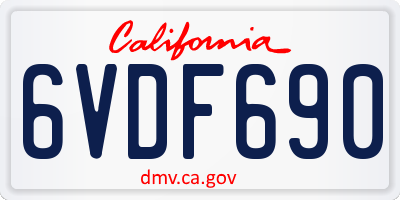 CA license plate 6VDF690