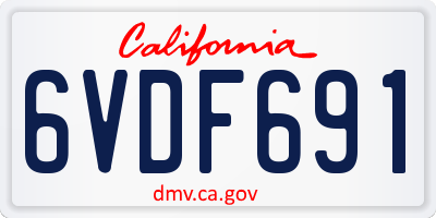 CA license plate 6VDF691