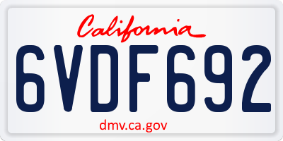 CA license plate 6VDF692