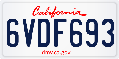 CA license plate 6VDF693