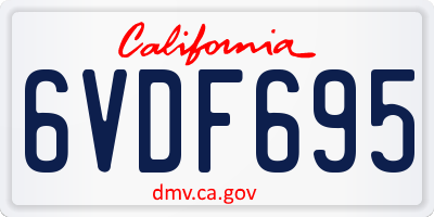 CA license plate 6VDF695