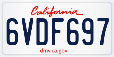 CA license plate 6VDF697
