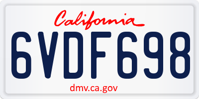 CA license plate 6VDF698