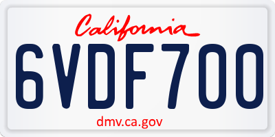 CA license plate 6VDF700