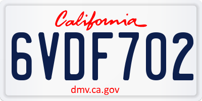 CA license plate 6VDF702