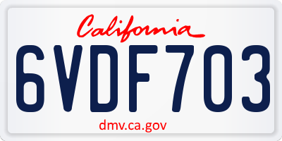 CA license plate 6VDF703