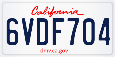 CA license plate 6VDF704