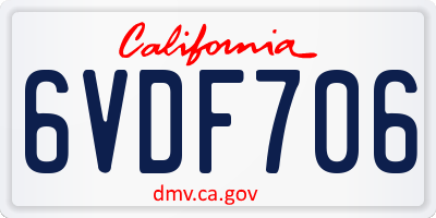 CA license plate 6VDF706