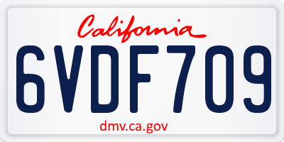 CA license plate 6VDF709