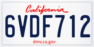 CA license plate 6VDF712