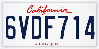 CA license plate 6VDF714