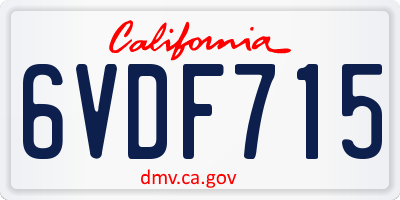 CA license plate 6VDF715