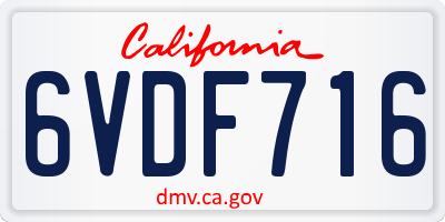 CA license plate 6VDF716