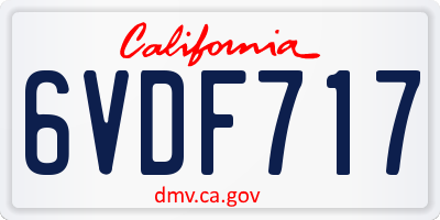 CA license plate 6VDF717