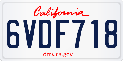CA license plate 6VDF718