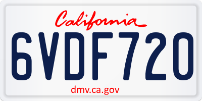 CA license plate 6VDF720