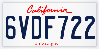 CA license plate 6VDF722
