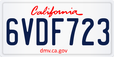 CA license plate 6VDF723