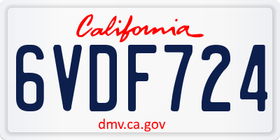 CA license plate 6VDF724