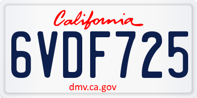 CA license plate 6VDF725