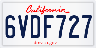 CA license plate 6VDF727