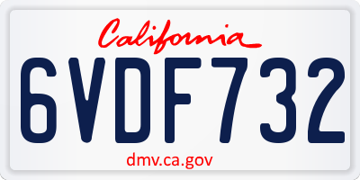 CA license plate 6VDF732