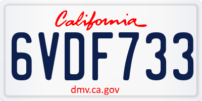 CA license plate 6VDF733