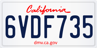CA license plate 6VDF735