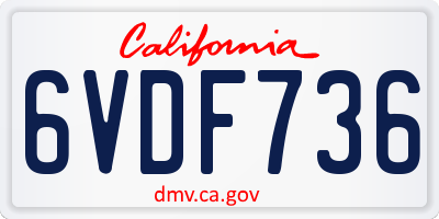 CA license plate 6VDF736