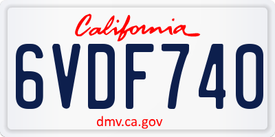 CA license plate 6VDF740