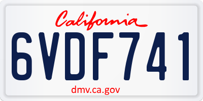 CA license plate 6VDF741