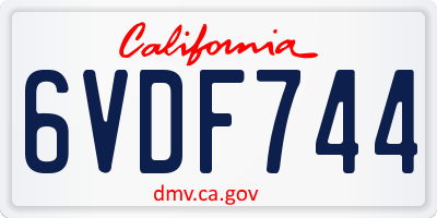 CA license plate 6VDF744