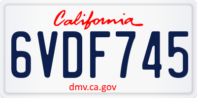 CA license plate 6VDF745