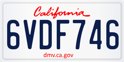 CA license plate 6VDF746