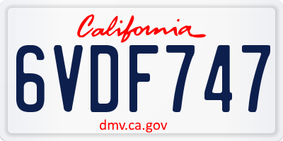 CA license plate 6VDF747