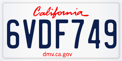 CA license plate 6VDF749