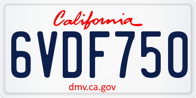 CA license plate 6VDF750
