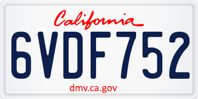 CA license plate 6VDF752