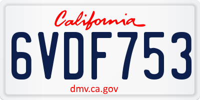 CA license plate 6VDF753