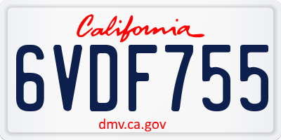 CA license plate 6VDF755