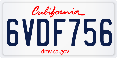 CA license plate 6VDF756