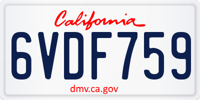 CA license plate 6VDF759