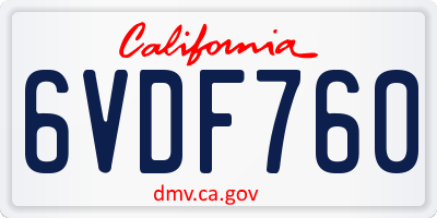 CA license plate 6VDF760