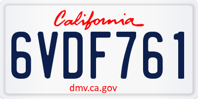 CA license plate 6VDF761