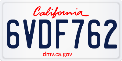 CA license plate 6VDF762