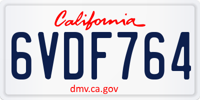 CA license plate 6VDF764