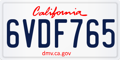 CA license plate 6VDF765