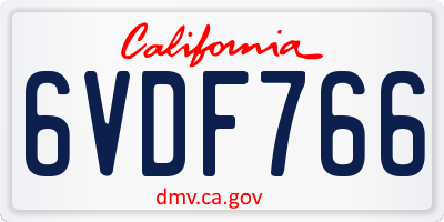 CA license plate 6VDF766