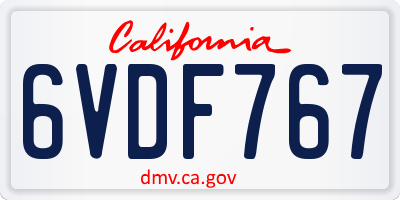 CA license plate 6VDF767