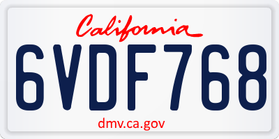 CA license plate 6VDF768
